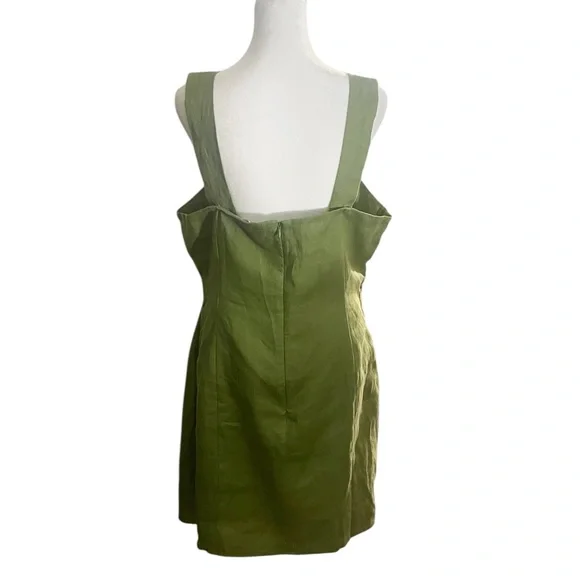 Reformation Kerrigan Linen Dress in Avocado Green - Picture 9 of 12